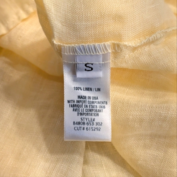 Bella Dahl 100% Linen Yellow Tiered Sleeveless Blouse Size Small - Picture 5 of 6